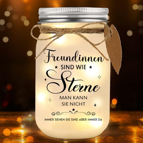 Capaneus Geschenk für Freundin, Flaschenlicht LED mit Spruch Freundinnen sind wie Sterne, Beste Freundin Geschenke für Geburtstag Weihnachten, Freundin Geschenkideen Freundschaft Abschied Geschenke