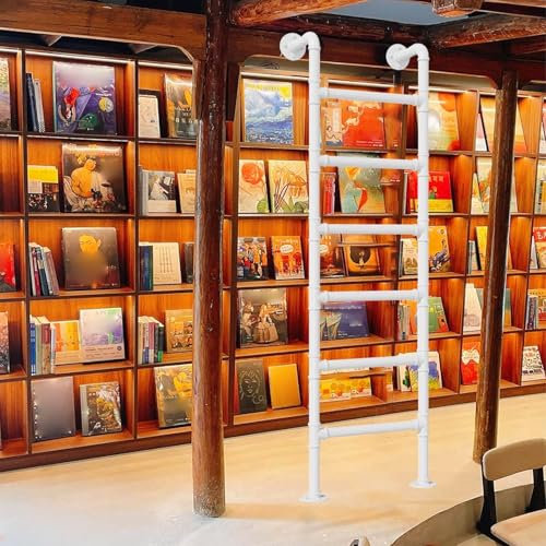 Wall Mounted LadderHeavy Duty Emergency Egress Ladder for Window Well, White Wrought Iron Attic Bunk Bed Ladder Wall Mounted Emergency Fire Climbing Ladder - Loads 330lbs(/10ft/1