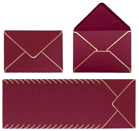 50 Stück Briefumschläge 13,5 * 18,5 cm Luxuriöser Umschläge,Papierbriefumschläge, Einladungsumschläge,Briefkuverts,Geeignet für Hochzeiten, Geburtstage, Partys, Abschlussfeiern (Rot)