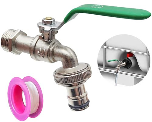 pekifaves 1/2 pulgadas jardín grifo universal IBC Griferia de Exterior, 1/2 pulgadas grifo resistente a las heladas para jardín lavadora barril de lluvia, grifo de jardín exterior