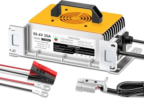 58,4V 35A Chargeur de Batterie au Lithium pour Les 48V(51,2V) LiFePO4 Batteries, LiFePO4 Chargeur Batterie 48V avec 6 Fonctions de Protection