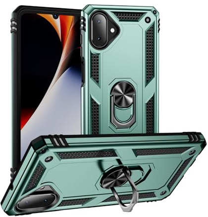 yanzi Compatible with SamSung Galaxy A07 Phone Case(2025)+3D Tempered Glass[Military-Shockproof]-[Kickstand] Bumper TPU Silicone Protection Smartphone Cover for Galaxy A07-Green