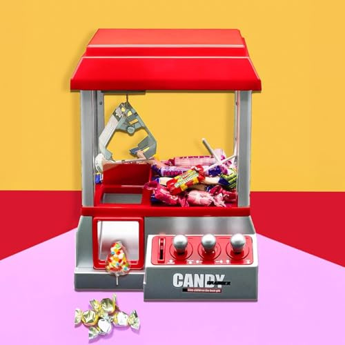 Marco Paul Candy Grabber Machine - Retro Arcade Sweet Grabber Toy with Joystick Controls - Battery Operated Mini Claw Game for Kids, Durable Plastic Arcade-Style Treat Catcher