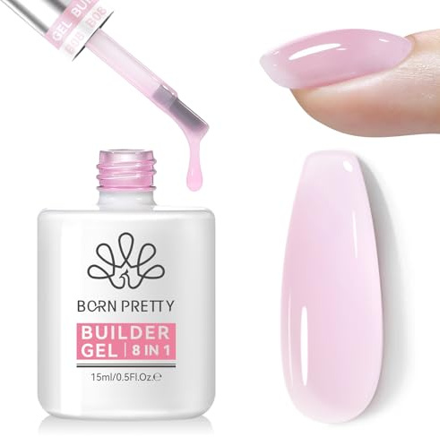 Born Pretty Builder Gel 15ML 8 in 1 Hellrosa Quick Builder Gel für Nägel | In a Bottle Aufbaugel für Gelnägel Verlängerungsgel Verstärkungsgel Nagelkleber Base Top Coat