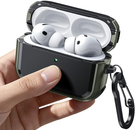 JETech Cover Magnetica per AirPods Pro 3, Verde | Custodia Protezione Antiurto, Compatibile con MagSafe, Coperchio Magnetico, LED Frontale Visibile