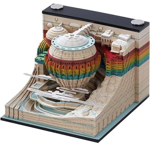 Time Piece Kalender 2024 3D Memoblock mit Vitrine Exquisiter dekorativer 3D-Notizblock Büro Wohnzimmer Schreibtisch Memo Pad für Kollege Freund, Style1