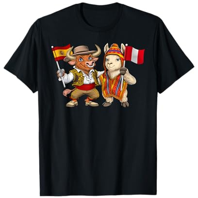 Bandera España Perú Raíces Español-Peruanas Herencia Camiseta