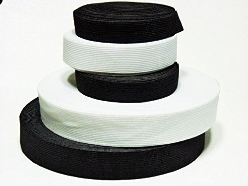 25 m Gummiband Breit 10,15, 20, 25, 30, 40, 45, 50 mm Schwarz oder Weis mittlere Zugkraft (25 mm, Weis)