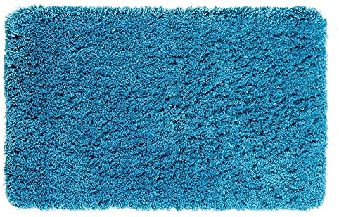 PANA® Hochflor Badematte (50x80 cm) • Weicher Badteppich aus Mikrofasern • rutschfest & waschbar • Badvorleger, Duschvorleger, Badematte, Badezimmerteppich • Farbe: Petrol