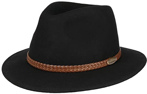 LIERYS Traveller Filzhut Herren Made in Italy Wasserabweisend Knautschbar Herbst Winter schwarz 55 cm