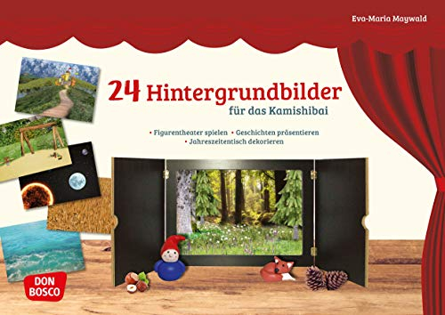 24 Hintergrundbilder für das Kamishibai: Figurentheater spielen – Geschichten präsentieren – Jahreszeitentisch dekorieren (Zubehör für das Erzähltheater Kamishibai)