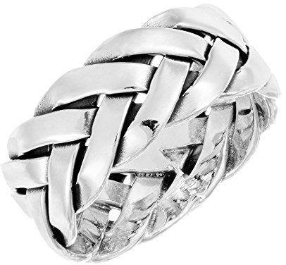 Silverly 925 Sterling Silber Ringe für Männer und Frauen | Geflochtener Ring 7,7 mm | Herrenringe mit Breitem Band | Gewebtes Band, Dicke Eheringe für Sie und Ihn