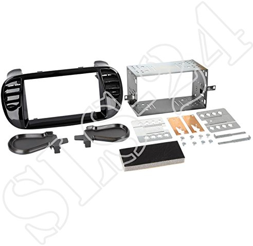 Einbauset : Autoradio Doppel-DIN 2-DIN Radioblende Radio Blende Halterung Piano/klavierlack schwarz für FIAT 500 (312) ab 06/2007 / FIAT 500 C