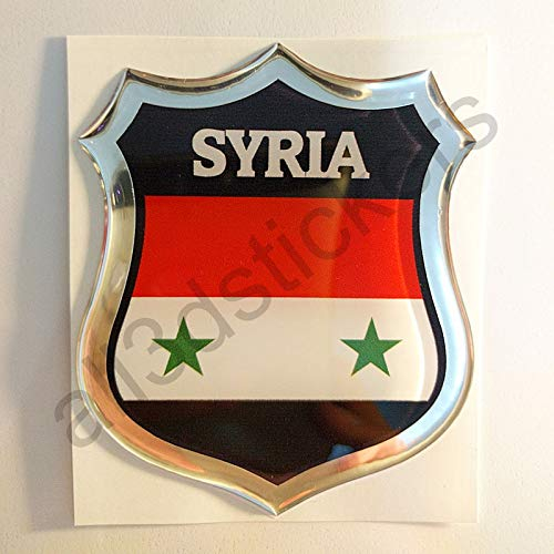 All3DStickers Aufkleber Syrien Kfz-Aufkleber Syrien Emblem Gedomt Flagge 3D Fahne