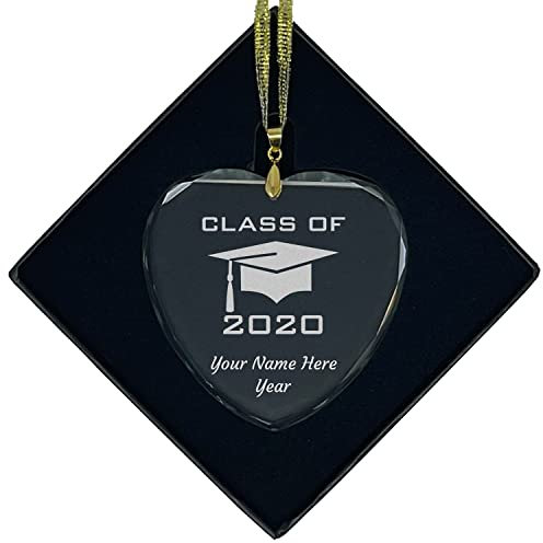 LaserGram Adorno de Navidad colgante, gorra de graduación clase de 2020, grabado personalizado incluido (forma de corazón)