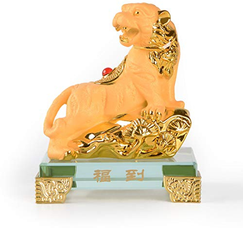 BRASSTAR PTZY102FBA Goldene Kunstharz-Tiger-Statue, Feng Shui, Heimbüro, Tischdekoration, Figur, Geschenk-Kollektion