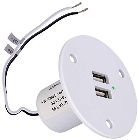 Facon 12V RV USB Charger Socket, 5V/2.4A Dual RV USB Outlet, Wall Mount RV USB Charging Port, for RV Trailer Camper Boat Marine Motorhome (White)