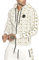 Redbridge Designer Hoodie – Bedruckter Zip-Hoodie mit Kapuze und Allover-Muster – Streetwear Sweatjacke mit Reißverschluss im Luxus-Stil Weiß XXL
