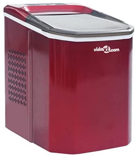 vidaXL Appareil à Glaçons Machine à Glaçons Cuisine Bar Bureau Maison Intérieur Electrique Affichage LED Café Rouge 1,4 L 15 kg/24 h