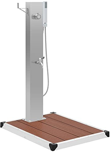 vidaXL Outdoor Shower with Tray Weather-resistance Easy to Assemble Heavy Duty Garden Swimming Pool Shower Tower Panel with Base Stainless Steel