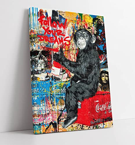 CanvasArtShop Kunstdruck, Banksy Graffiti Follow Your Dreams, Gehirnwäsche, 60 x 40 cm, Multi-Colored, Street Art, Heim- und Bürodekoration
