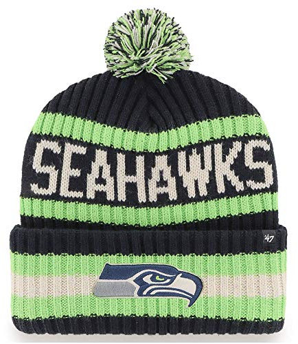 '47 NFL Seattle Seahawks Unisex Bering Bobble Winter Hat, Team Logo, Farbe Navy Blau
