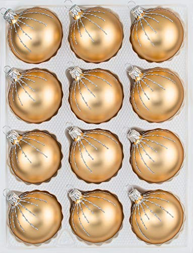 Set di 12 palline di Natale in vetro classico oro argento pioggia – palline per albero di Natale – decorazioni natalizie