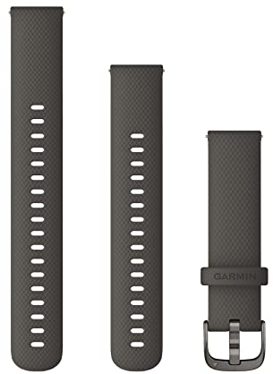 Garmin Quick Release Strap 18mm Silicone Strap Fits vivomove 3s, vivoactive 4s, venu 2S, Forerunner 255S Series, Easy to Click On and Off, No Tools Required, graphite