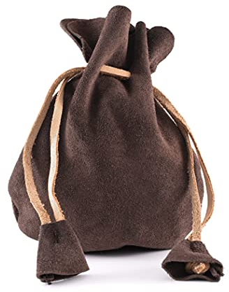 Battle-Merchant Lederbeutel Geldkatze Geldbeutel aus Wildleder | Wikinger Mittelalter LARP (Dunkelbraun)