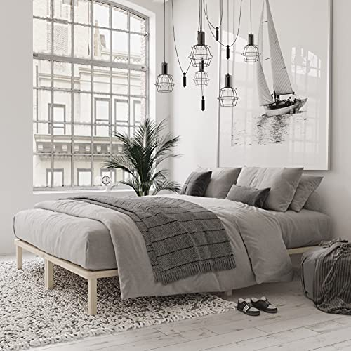 Bettgestell 160x200 cm Lisette mit Lattenrost mit Füßen – Futonbett aus Vollholz mit Rollrost – Bettrahmen bis 300 kg belastbar – stabiles Holzbett – unbehandeltes FSC®-zertifiziertes Massivholz