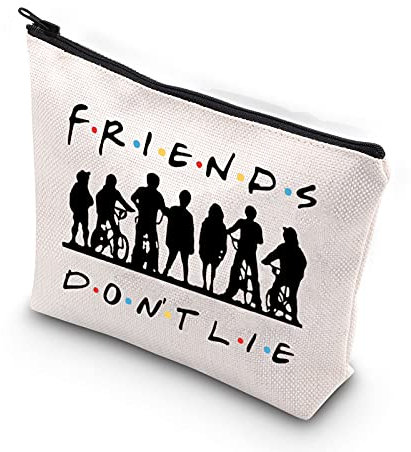 Make-up-Tasche mit Reißverschluss, inspiriert von TV-Show, Motiv Hawkins Mittelschule Eleven Mike Dustin Friends, weiß, Dont Lie UK