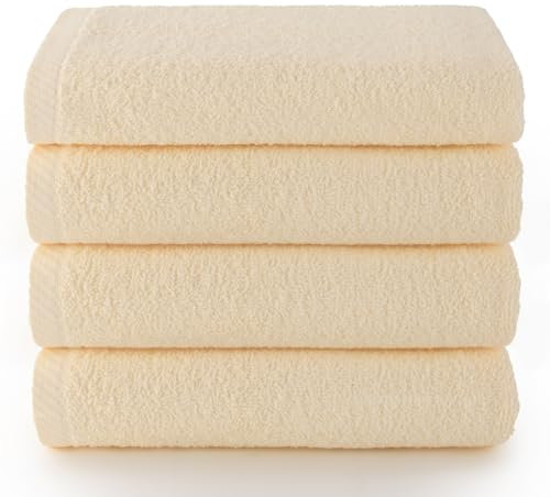 Top Towel - Plus - Serviettes de Bain - 4 Serviettes de Visage ou Bidet - 30 x 50 cm - 100% Coton - Naturel