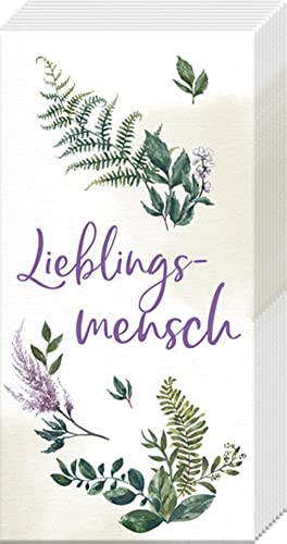 IHR Ideal Home Range - Taschentücher LIEBLINGSMENSCH Creme 1 Päckchen mit 10 einzelnen 4-lagigen Taschentüchern 21 cm x 21 cm / 8 inch x 8 inch