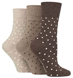 SockShop Gentle Grip Ladies Floral Spotted Patterned Striped Honeycomb Top Cotton Socks 3 Pairs Assorted Colours Size 4-8