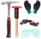 Tanstic 6 piezas de geología Rock Pick Hammer Kit de martillo de 30.5 oz y cincel de excavación de 12 pulgadas, silbato, lupa y guantes, juego de equipo de caza de roca para romper piedras de caza