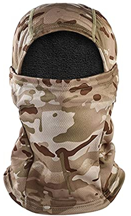 Sturmhaube Winter Fleece Gefütterte Skimaske Winddichte Camouflage Gesichtsmaske Herren Damen Gesichtshaube für Fahrrad Motorrad Outdoorsports (Khaki, One Size)