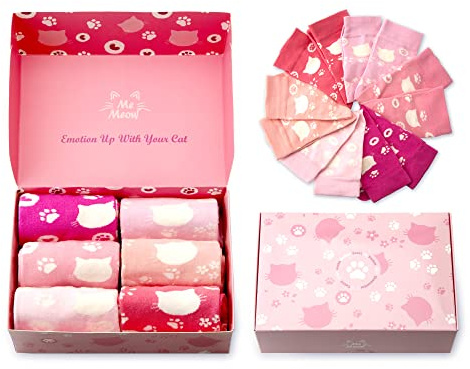 Chaussettes roses pour les amoureux des chats, chaussettes en coton pour femmes, lot de 6 excellent cadeau pour femme rose, chaussettes femmes 39 42 et chaussettes femmes 35-38