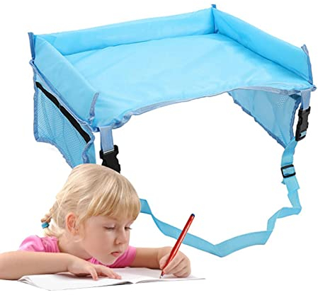 ulapithi Coche para Asiento Infantil Bandeja Viaje En Coche para Niños Bandeja Asiento Coche para Niños Coche Mesa para Niños Azul Asiento Plegable Autónomo