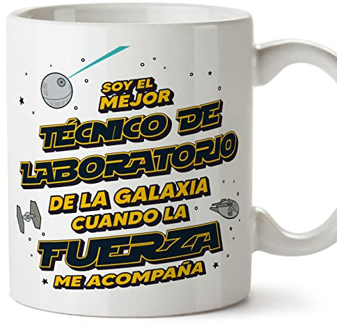 MUGFFINS Tazas para TÉCNICO DE LABORATORIO hombre - En Español - Mejor de la Galaxia Cuando Fuerza me Acompaña - 11 oz / 330 ml - Regalo original y divertido