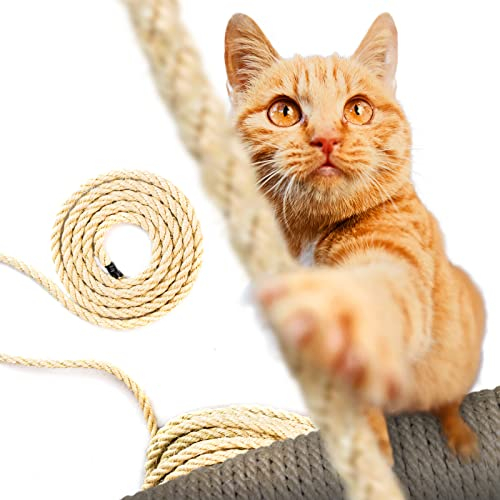 DQ-PP SISALSEIL | 10 m | 8 mm stark | Natürliches Sisal Seil für Kratzbaum Katzenbaum | Kratzseil DIY Fuer Katzen Ersatzteile