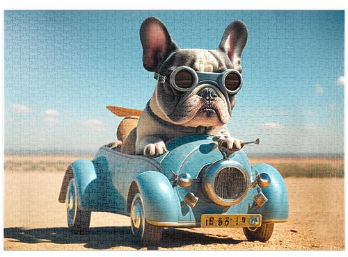 MyPuzzle Lustige Bulldogge fährt Auto - Premium 1000 Teile Puzzle - MyPuzzle Sonderkollektion von Starnberger Spiele