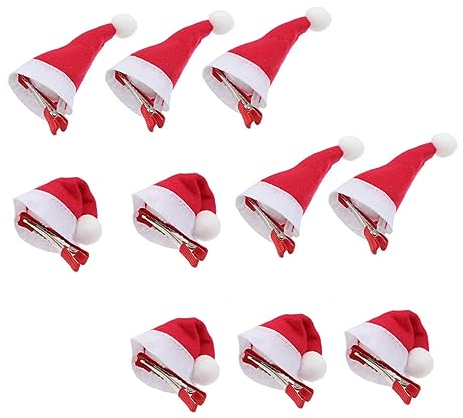 FRCOLOR 12 Stück Mini-weihnachtsmützen-haarspangen Für Mädchen Haarnadel Plüsch-haarnadel-clips Aus Legierung Für Weihnachtsdekorationen