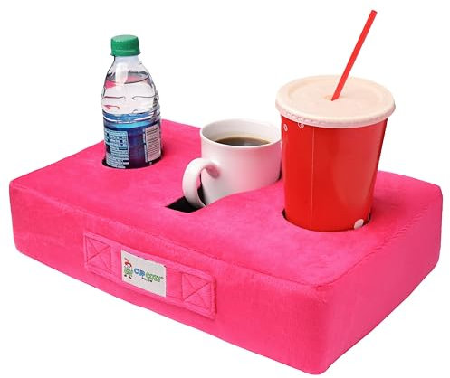 Cup Cozy Pillow (Pink) *As Seen on TV*-The World's Best Cup Holder! Keep Your Drinks Close and Prevent Spills. Use it Anywhere-Couch, Floor, Bed, Man cave, car, RV, Park, Beach and More!
