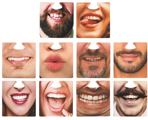 Lot de 10 dessous de verre pour visage - Dessous de verre - Pour masque - Dessous de verre - Dessous de verre - Pour fête - Accessoires de décoration photo