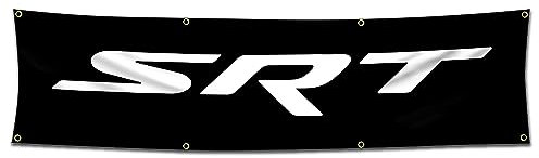 Bofanio Flagge kompatibel mit SRT Flagge Banner Hellcat Auto Banner Flagge Dekor Motorsport 0,6 x 2,4 m Banner für Garage Man Cave Schlafsaal Zimmer