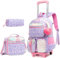 HTgroce Kinder Trolley Rucksack Schultasche Schulranzen Mädchen schultrolleys Schulrucksack Kinderkoffer Rolling Reisegepäck Mehrfachtaschen School Trolley Bag
