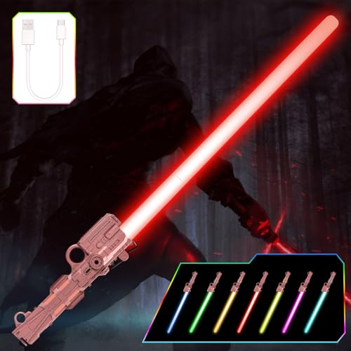 OSDUE Sabre Laser, Lightsaber, Epées Laser à LED avec Son, Costume d'halloween, Articles de Fête, Cadeaux, Combattants et Guerriers de la Galaxie, Jouet de Cosplay, Rechargeable Sabre Lumineux