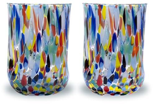Gocce di Murano 2 vasos de agua goto elaborados según la tradición de los artesanos de Murano, vaso soplado y elaborado a mano 300 ml – Vasos de agua de cristal línea etérea