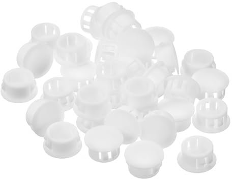 QUARKZMAN Bouchon de Trou en Plastique 15mm, 36Pcs Type Encastré, Cache Trou Bouchon de Verrouillage à Pression Ronde pour Meubles, Embouts d'Insertion de Panneaux, Blanc