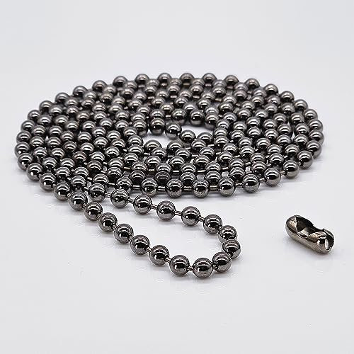 UK Blinds Premium 4.5mm Ball (Size 10) Metal Bead Chain Cord For Roller, Roman, Day & Night, Vision, Mirage Blinds - Unique Colours + FREE Matching Connector! (Gunmetal Black, 150cm (300cm loop))